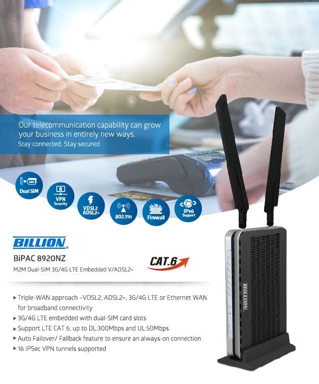 M2M Dual-SIM 3G/4G LTE Embedded V/ADSL2+ / 8920NZ
